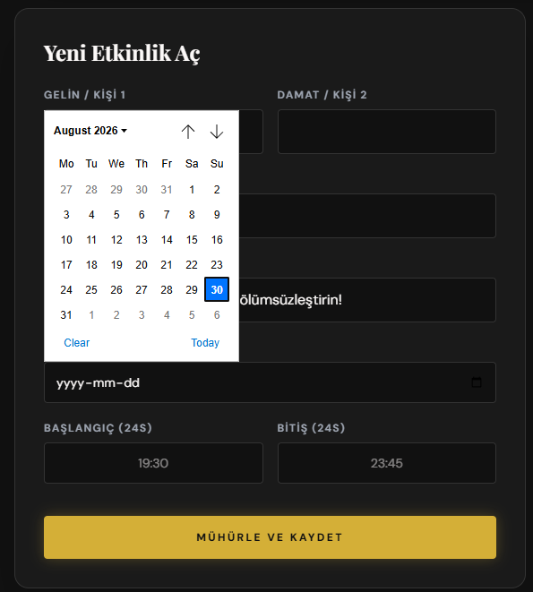 Admin Panel Etkinlik Giriş Ekranı